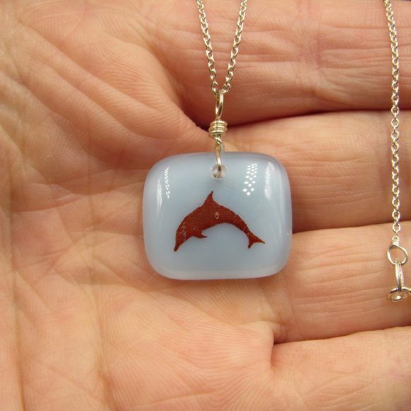 16" Sterling Silver Dolphin Pendant Necklace Vintage - Picture 2 of 6